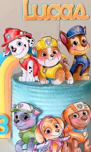 Arquivo De Corte Topo De Bolo Patrulha Canina Aquarelado