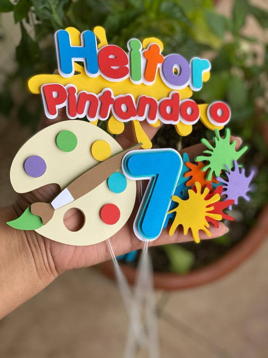 Arquivo de corte Topo de bolo Pintando o 7