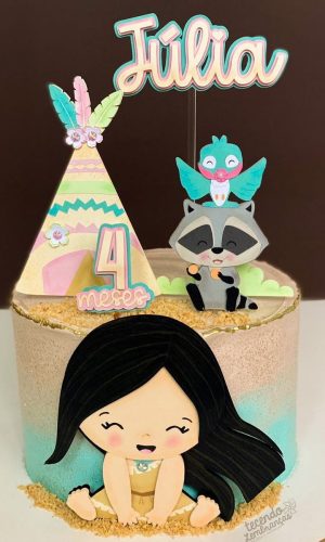 Arquivo de Corte: Topo de Bolo Pocahontas Cute Baby 005