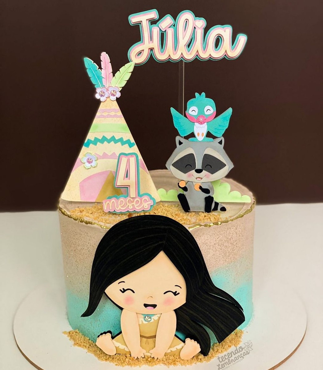 Arquivo de Corte: Topo de Bolo Pocahontas Cute Baby 005