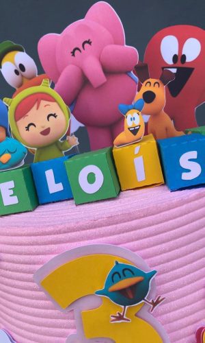 ARQUIVO DE CORTE Topo de Bolo - Pocoyo Rosa