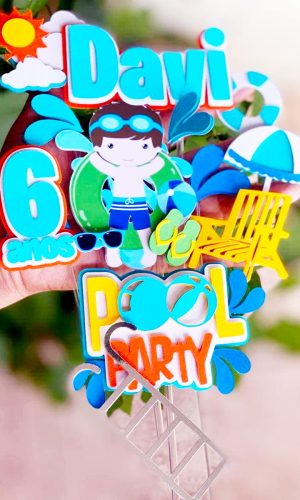 Arquivo De Corte Topo De Bolo Pool Party Menino -002