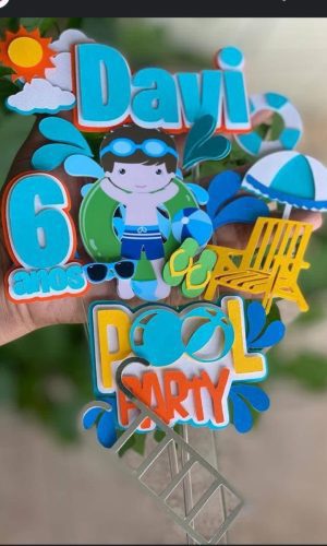 Arquivo de Corte Topo de Bolo Pool Party Menino + 4 Arquivos