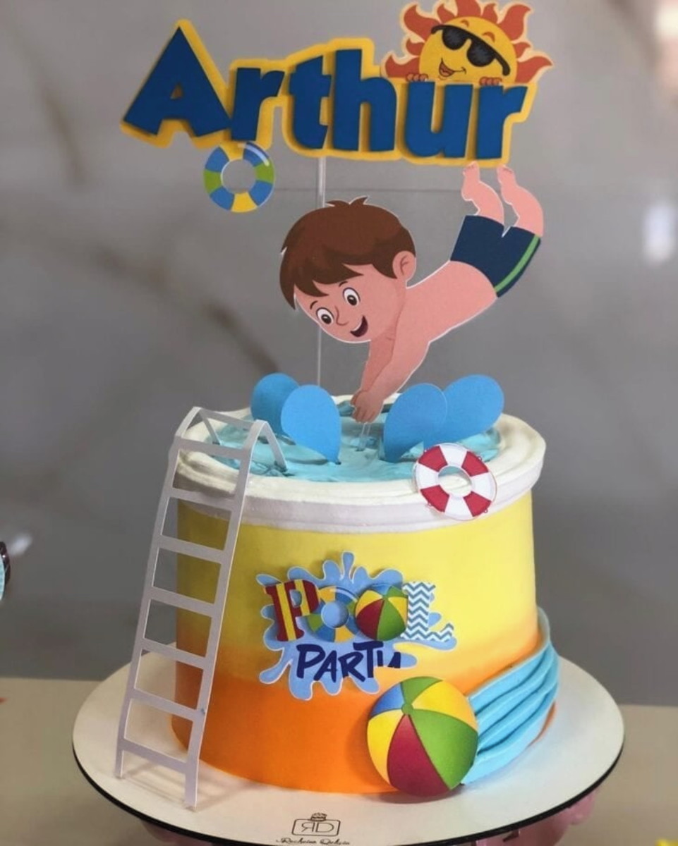 Arquivo De Corte Topo De Bolo Pool Party Piscina