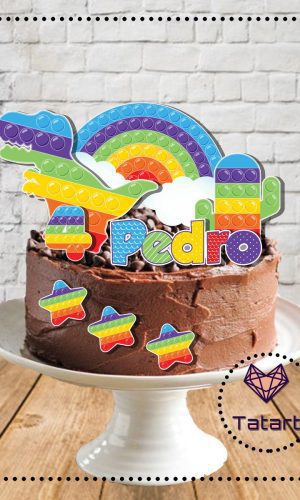 Arquivo de corte topo de bolo POP IT dinossauro
