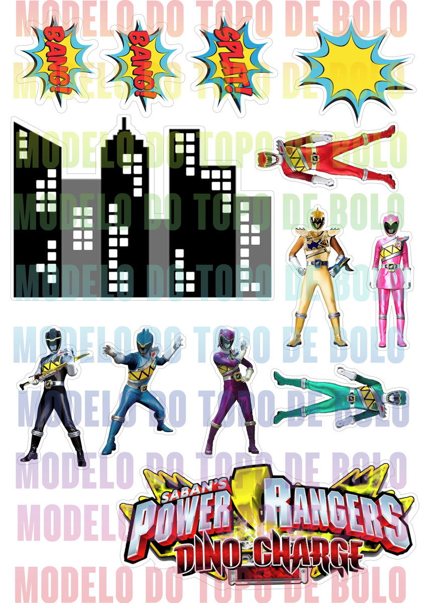 Arquivo Digital Topo de Bolo Power Rangers Dino #1 - Imagem 2