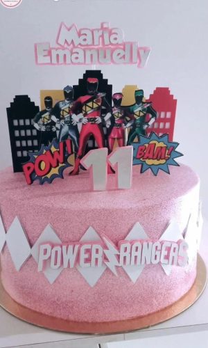 Arquivo de Corte Topo de Bolo Power Rangers Menina