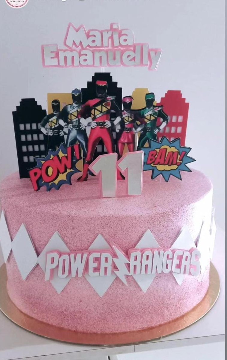 Arquivo de Corte Topo de Bolo Power Rangers Menina