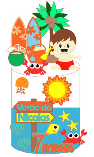 Arquivo de Corte: Topo de Bolo Praia Menino Baby 004