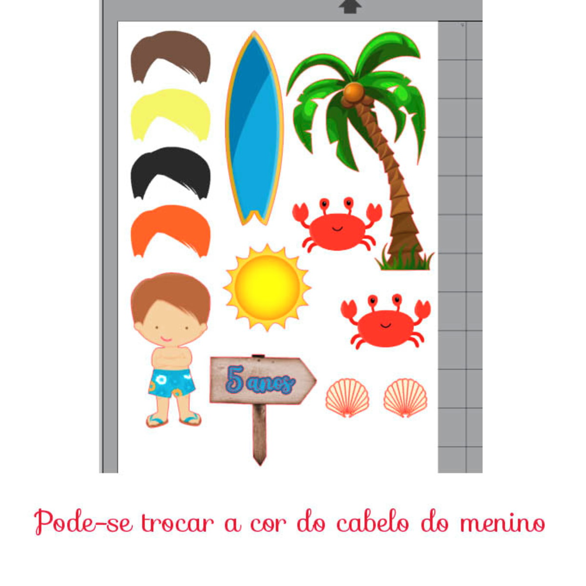 Arquivo de Corte Topo de Bolo Praia Menino + BRINDE - Imagem 2