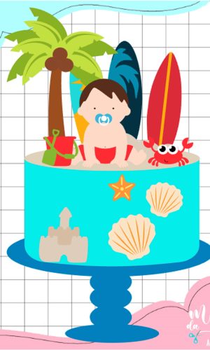 Arquivo de Corte: Topo de Bolo Praia Verão Menino Baby 015