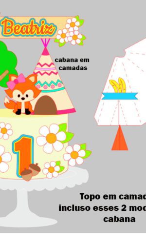 Arquivo de Corte Topo de Bolo Raposinha 6 + BRINDE
