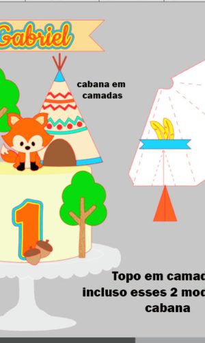 Arquivo de Corte Topo de Bolo Raposinha 7 + BRINDE