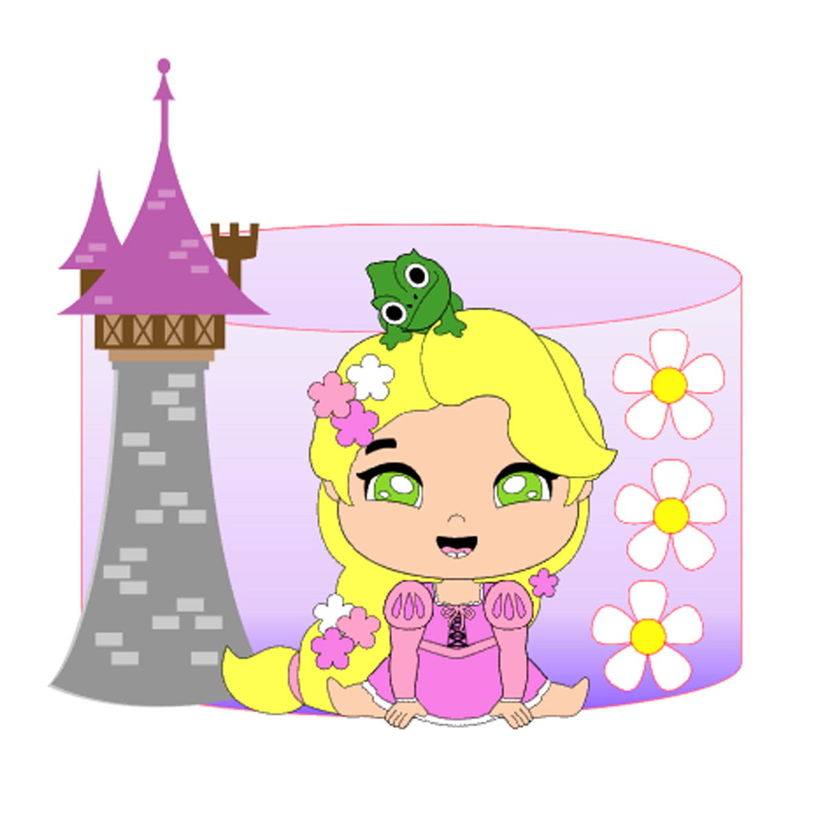 Arquivo de Corte: Topo de Bolo Rapunzel Cute 004