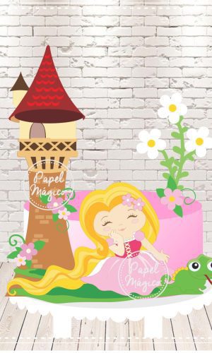 Arquivo de corte Topo de bolo Rapunzel cute em camadas