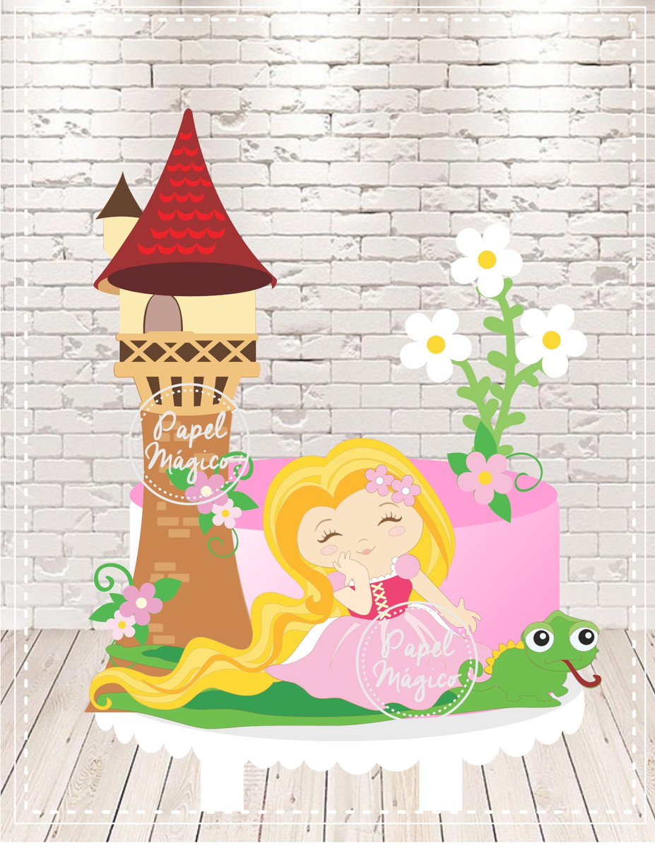 Arquivo de corte Topo de bolo Rapunzel cute em camadas