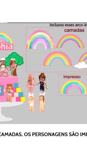 Arquivo de Corte Topo de Bolo Roblox Menina + Brinde