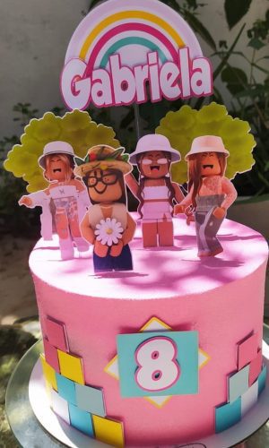 Arquivo de corte topo de bolo Roblox Menina Rosa
