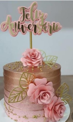Arquivo De Corte Topo De Bolo Rosas Dourado