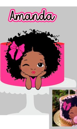 Arquivo de Corte Topo de Bolo Rosto Menina Negra + Brinde