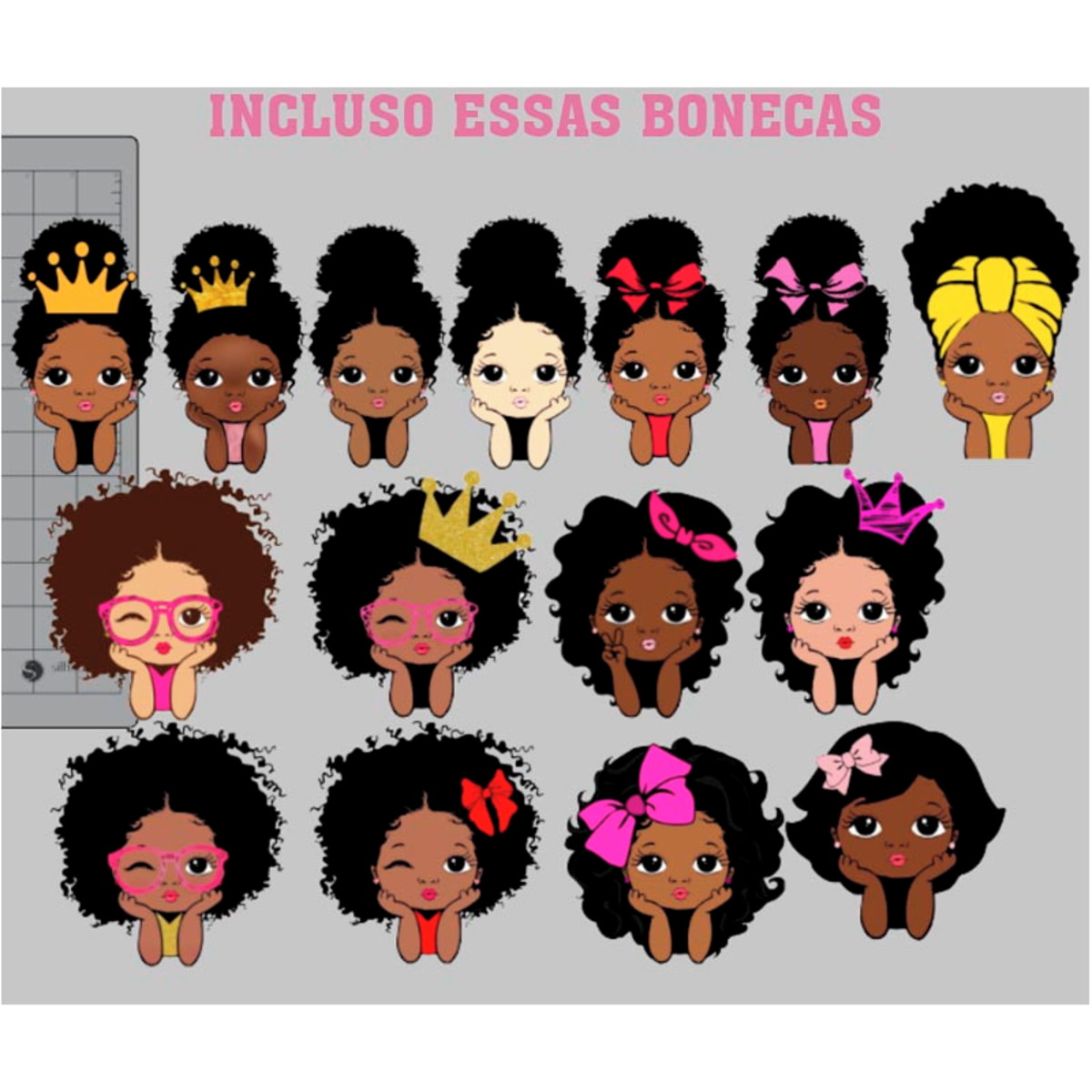 Arquivo de Corte Topo de Bolo Rosto Menina Negra + Brinde - Imagem 2
