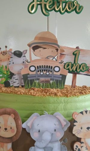 ARQUIVO DE CORTE TOPO DE BOLO SAFARI AQUARELA