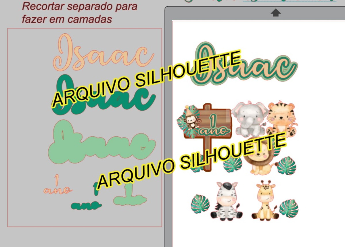 COMBO + Arquivo de Corte - Topo de Bolo Safari Aquarela 1 - Imagem 2