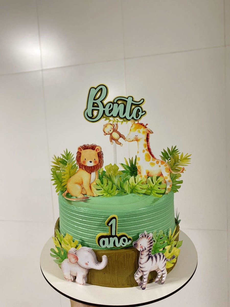 Arquivo de corte topo de bolo Safari aquarelado