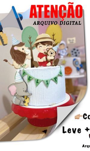 Arquivo de Corte Topo de Bolo - Safari Baby em Camadas