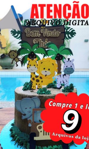 Arquivo de Corte Topo de Bolo - Safari Camadas - 001