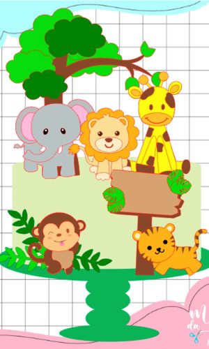 Arquivo de Corte: Topo de Bolo Safari Cute Camadas 011