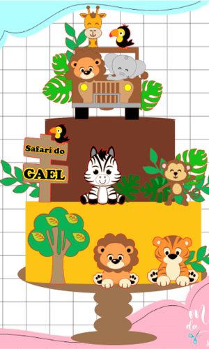 Arquivo de Corte: Topo de Bolo Safari Cute Camadas 014