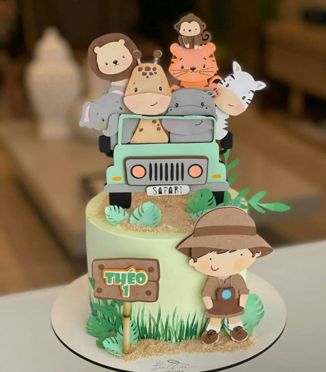 Arquivo de Corte - Topo de Bolo - Safari Cute (camadas)