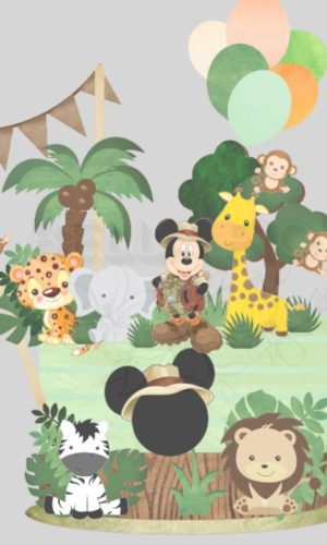 Arquivo de Corte Topo de Bolo Safari do Mickey 0307 - Bf