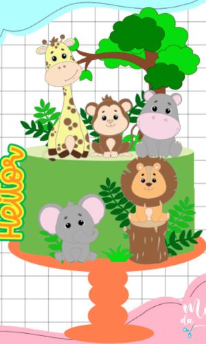 Arquivo de Corte: Topo de Bolo Safari Menino Cute 020