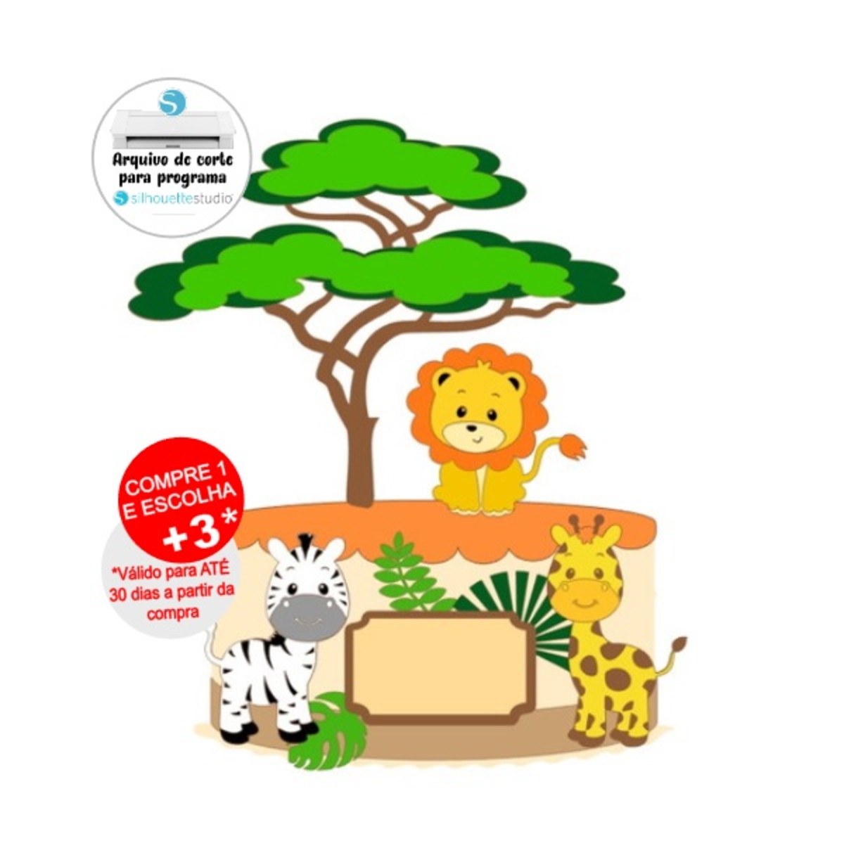 Arquivo de Corte Topo de Bolo Safari Menino
