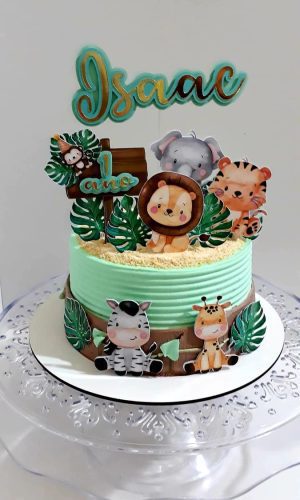 COMBO + Arquivo de Corte - Topo de Bolo Safari Aquarela 1