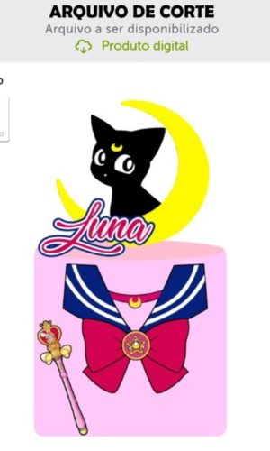 Arquivo de Corte Topo de Bolo Sailor Moon Luna