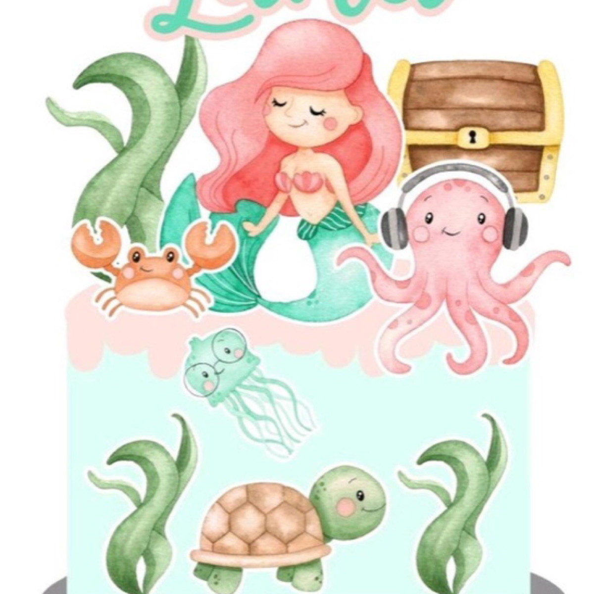 Arquivo de Corte Topo de Bolo Sereia Aquarela