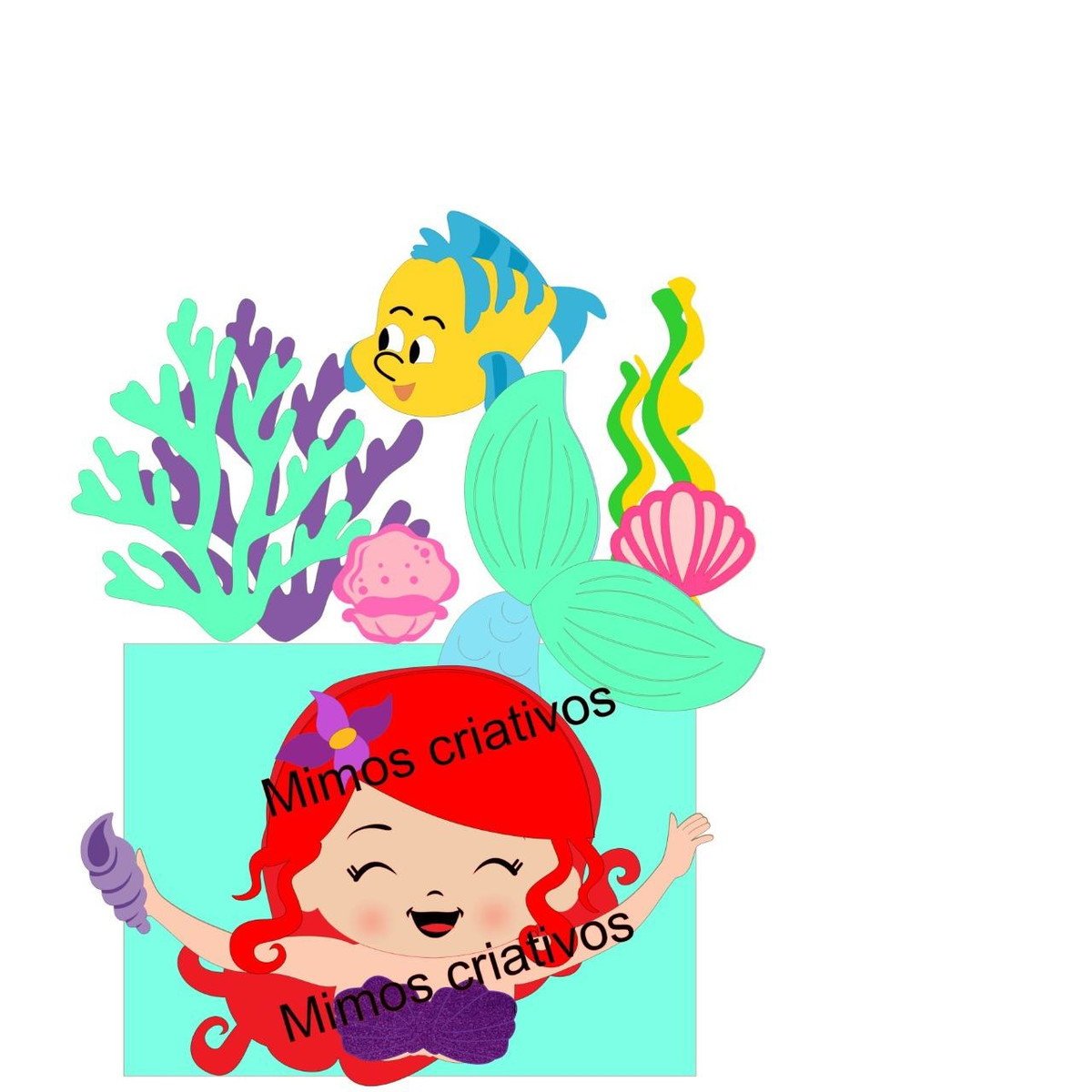 Arquivo De Corte Topo De Bolo Sereia Ariel Baby