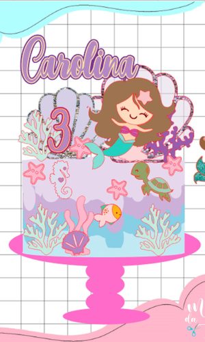 Arquivo de Corte: Topo de Bolo Sereia Cute 021