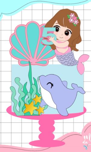 Arquivo de Corte: Topo de Bolo Sereia Cute 022