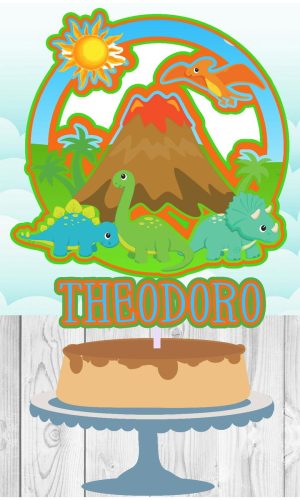 Arquivo de corte topo de bolo shaker Dinossauro 001