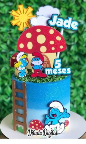 Arquivo de Corte Topo de Bolo Smurfs Studio