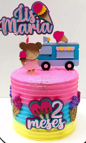 Arquivo de Corte: Topo de Bolo Sorveteria Menina Sorvete 005
