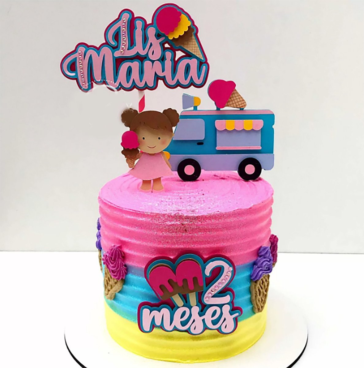 Arquivo de Corte: Topo de Bolo Sorveteria Menina Sorvete 005
