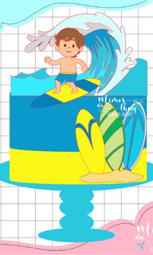 Arquivo de Corte: Topo de Bolo Surfista Menino 004