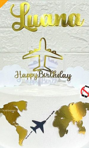 Arquivo de Corte Topo Bolo Viagem Despedida Volta ao Mundo