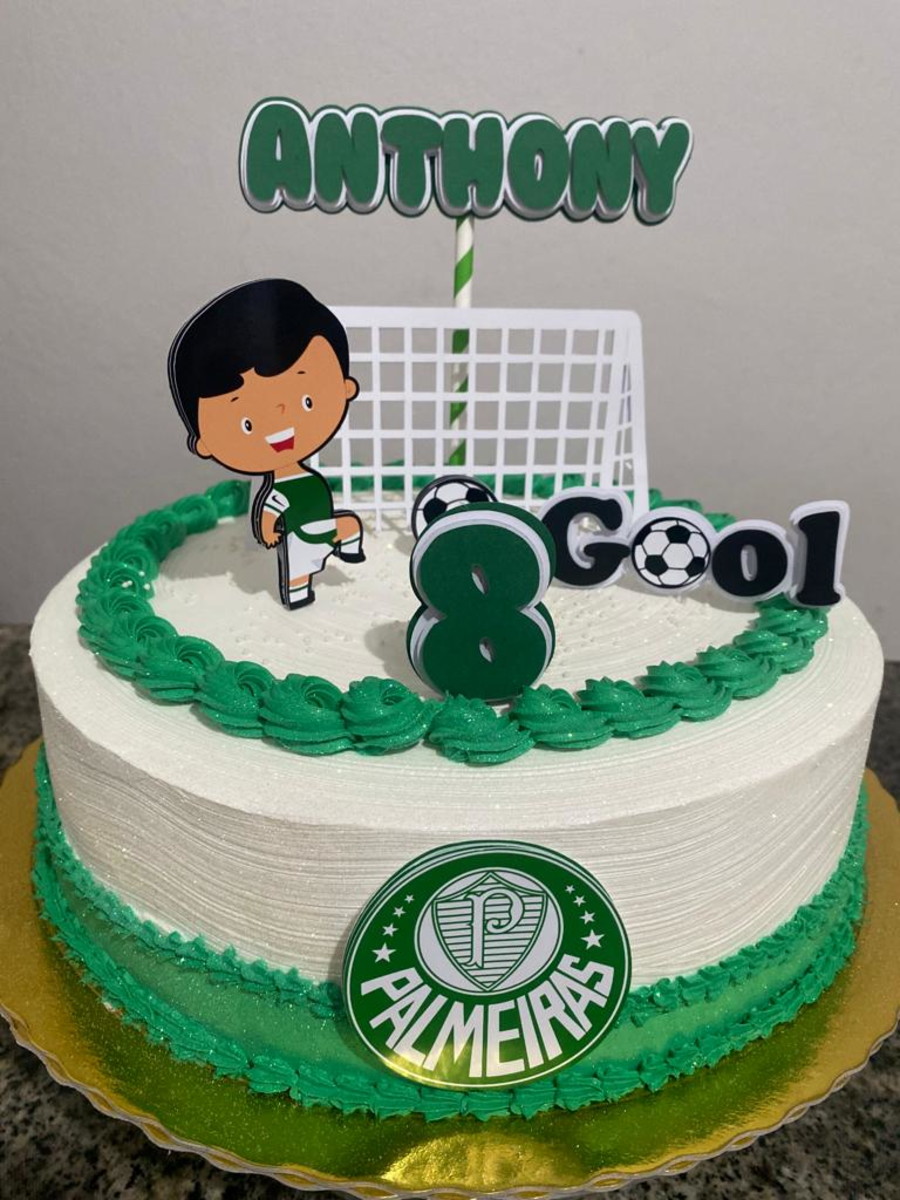 Arquivo de Corte Topo de Bolo Time Verdão Menino com Gol - Imagem 2