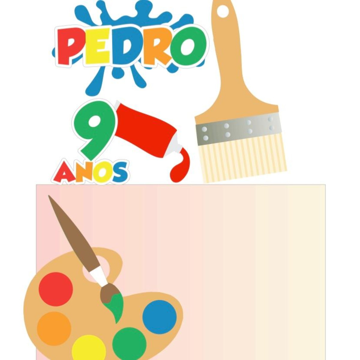 Arquivo de Corte Topo de Bolo Tinta Aquarela Pintando o 7